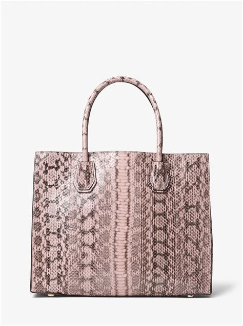 michael kors snakeskin mercer bag|Michael Kors snakeskin shoulder bag.